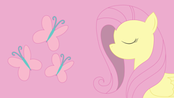 Size: 1920x1080 | Tagged: safe, artist:pepenist, fluttershy, pegasus, pony, cutie mark, eyes closed, minimalist, solo, vector, wallpaper