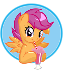 Size: 2000x2234 | Tagged: safe, artist:danmakuman, scootaloo, cute, milkshake, solo