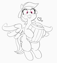 Size: 1280x1427 | Tagged: safe, artist:pabbley, derpibooru import, rainbow dash, pegasus, pony, 30 minute art challenge, barrel, cider, flying, happy, heart, solo