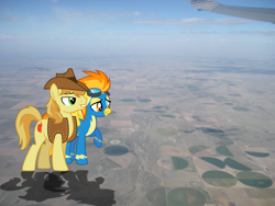 Size: 2048x1536 | Tagged: safe, artist:jerryakira79, derpibooru import, braeburn, spitfire, crack shipping, female, giant pegasus, giant ponies in real life, giant/macro earth pony, giant/macro spitfire, irl, male, mega giant, mega spitfire, photo, ponies in real life, shipping, spitburn, straight