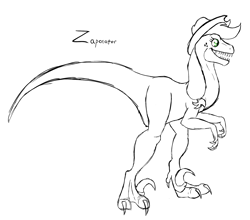 Size: 1789x1571 | Tagged: safe, artist:zaponator, applejack, dinosaur, earth pony, pony, velociraptor, dinosaurified, sketch, solo