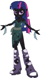 Size: 1400x2650 | Tagged: safe, derpibooru import, edit, edited screencap, screencap, twilight sparkle, changeling, equestria girls, changelingified, clothes, solo