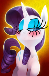 Size: 3300x5100 | Tagged: safe, artist:talonsofwater, rarity, pony, unicorn, blushing, cute, eyelashes, eyeshadow, female, looking at you, makeup, mare, one eye closed, raribetes, scrunchy face, solo, tsundere, tsunderity