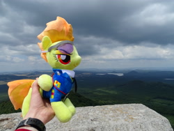 Size: 5184x3888 | Tagged: safe, derpibooru import, spitfire, castle, czech republic, irl, lake, photo, plushie