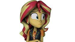 Size: 4195x2360 | Tagged: safe, artist:fazbearsparkle, sunset shimmer, better together, equestria girls, 3d, doubt, simple background, solo, source filmmaker, transparent background