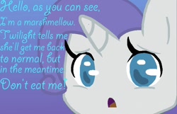 Size: 700x450 | Tagged: safe, artist:ask-rarmallow, rarity, rarity is a marshmallow, simple background, solo