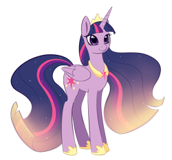 Size: 1500x1400 | Tagged: safe, artist:uncertainstardust, derpibooru import, twilight sparkle, twilight sparkle (alicorn), alicorn, pony, ethereal mane, female, gradient mane, hilarious in hindsight, hoof shoes, jewelry, mare, older, peytral, regalia, simple background, solo, tiara, transparent background, ultimate twilight