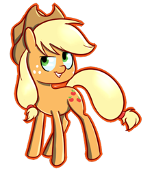 Size: 400x450 | Tagged: safe, artist:vividvulpine, applejack, earth pony, pony, applejack's hat, blonde, blonde mane, blonde tail, female, green eyes, mare, orange coat, solo