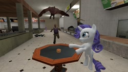 Size: 1600x900 | Tagged: safe, derpibooru import, rarity, twilight sparkle, changeling, pony, unicorn, 3d, cheeseburger, coach, ellis, gmod, left 4 dead, left 4 dead 2