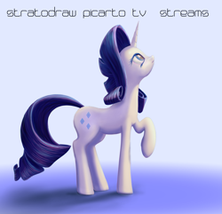 Size: 2435x2347 | Tagged: safe, artist:stratodraw, rarity, pony, unicorn, female, gradient background, looking up, mare, raised hoof, solo