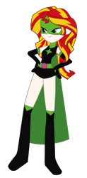 Size: 603x1224 | Tagged: safe, artist:lhenao, sunset shimmer, human, equestria girls, human coloration, simple background, solo, superhero, transparent background, ultra shimmer