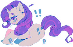 Size: 642x410 | Tagged: safe, artist:boylimb, rarity, pony, unicorn, female, flower, horn, mare, purple mane, solo, white coat