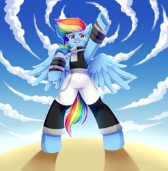 Size: 1280x1302 | Tagged: safe, artist:tigra0118, derpibooru import, rainbow dash, pegasus, pony, collaboration, anime, armpits, black star, canon, crossover, looking at someone, solo, soul eater