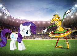 Size: 2000x1473 | Tagged: safe, artist:arcgaming91, rarity, pony, unicorn, crossover, cuphead, fight, pirouletta