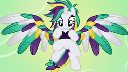 Size: 1920x1080 | Tagged: safe, artist:beavernator, rarity, alicorn, pony, alicornified, alternate hairstyle, clothes, colored wings, female, flying, mare, multicolored wings, punk, race swap, raricorn, raripunk, show accurate, smiling, solo, spread wings, wings