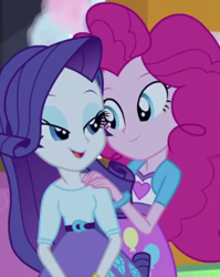 Size: 414x520 | Tagged: safe, screencap, pinkie pie, rarity, equestria girls, perfect day for fun, context is for the weak, cropped