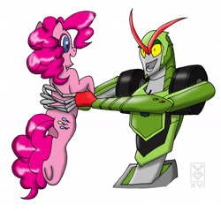 Size: 1280x1223 | Tagged: safe, artist:inspectornills, pinkie pie, earth pony, pony, crossover, kickback, transformers, transformers robots in disguise (2015)