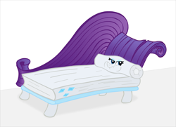 Size: 1406x1020 | Tagged: safe, artist:ultrathehedgetoaster, rarity, pony, unicorn, annoyed, cutie mark, fainting couch, female, inanimate tf, looking at you, mare, objectification, rarity is not amused, simple background, sofa, solo, transformation, unamused, wat