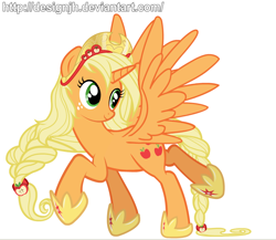 Size: 896x777 | Tagged: safe, artist:php94, applejack, alicorn, pony, applecorn, horn, race swap, solo, wings