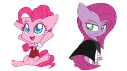 Size: 1800x1000 | Tagged: safe, artist:geraritydevillefort, pinkie pie, earth pony, pony, duality, female, mare, pink coat, solo