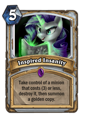 Size: 310x439 | Tagged: safe, artist:katemaximova, editor:luxuria, rarity, pony, unicorn, inspiration manifestation, blizzard entertainment, card, hearthpwny, hearthstone