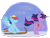 Size: 2341x1802 | Tagged: safe, artist:koloredkat, derpibooru import, rainbow dash, twilight sparkle, twilight sparkle (alicorn), alicorn, pegasus, pony, chest fluff, ear fluff, eyes closed, female, harness, lesbian, mare, pulling, running, shipping, sled, sledding, smiling, snow, spread wings, tack, twidash, wings