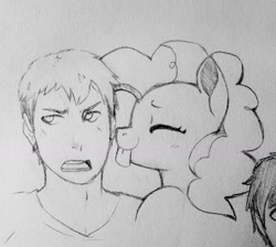 Size: 1851x1656 | Tagged: safe, artist:soulspade, pinkie pie, human, monochrome, sketch, tongue out