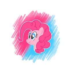 Size: 2012x2012 | Tagged: safe, artist:pow3rade, pinkie pie, earth pony, pony, abstract background, bust, portrait, solo