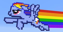 Size: 1024x530 | Tagged: safe, derpibooru import, rainbow dash, pegasus, pony, minecraft, minecraft pixel art, photo, pixel art