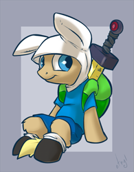 Size: 545x700 | Tagged: safe, artist:atryl, adventure time, finn the human, ponified, sword