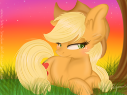 Size: 1024x768 | Tagged: safe, artist:pvrii, applejack, earth pony, pony, female, lineless, mare, solo