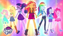 Size: 1280x720 | Tagged: safe, screencap, applejack, fluttershy, pinkie pie, rainbow dash, rarity, sci-twi, sunset shimmer, twilight sparkle, better together, cheer you on, equestria girls, converse, humane five, humane seven, humane six, shoes