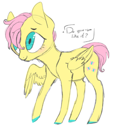 Size: 956x1028 | Tagged: safe, artist:jellybeanbullet, fluttershy, pegasus, pony, alternate hairstyle, cute, solo