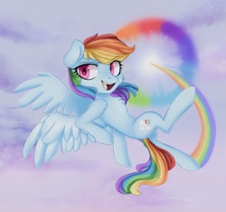 Size: 1280x1200 | Tagged: safe, artist:appleychu, derpibooru import, rainbow dash, pegasus, pony, chest fluff, cloud, cute, dashabetes, ear fluff, female, flying, heart eyes, leg fluff, mare, open mouth, rainbow trail, sky, solo, sonic rainboom, spread wings, wingding eyes, wings