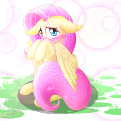 Size: 1500x1500 | Tagged: safe, artist:phoenixperegrine, fluttershy, pegasus, pony, blushing, cute, floppy ears, looking at you, shy, shyabetes, solo