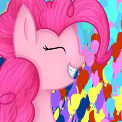 Size: 2500x2500 | Tagged: safe, artist:applejacks2, pinkie pie, earth pony, pony, balloon, bust, portrait, solo