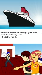 Size: 720x1280 | Tagged: safe, edit, flash sentry, sunset shimmer, human, equestria girls, crossover, crossover shipping, hiccup horrendous the third, how to train your dragon, ponied up, recorder, ship, shipping