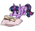 Size: 1024x906 | Tagged: safe, artist:moenkin, derpibooru import, twilight sparkle, unicorn twilight, pony, unicorn, book, female, pillow, prone, reading, simple background, solo, transparent background, unshorn fetlocks, wingding eyes