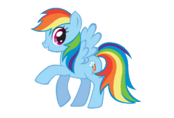 Size: 555x375 | Tagged: safe, artist:demeters, derpibooru import, rainbow dash, pegasus, pony, animated, blinking, female, flapping, gif, mare, raised hoof, simple background, stock vector, transparent background, wing flap