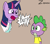 Size: 1705x1516 | Tagged: safe, artist:zaponator, derpibooru import, spike, twilight sparkle, dragon, pony, burp, female, mare, rick and morty, twirick, wavy mouth