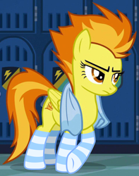 Size: 2331x2953 | Tagged: safe, artist:earth_pony_colds, derpibooru import, edit, edited screencap, screencap, spitfire, clothes, photoshop, socks, solo, striped socks