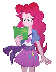 Size: 808x1032 | Tagged: safe, artist:pedantczepialski, pinkie pie, equestria girls, alternate universe, book, clothes, equestria girls: the parody series, joe pesci, reading, simple background, skirt, solo, transparent background, vector