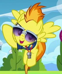 Size: 587x692 | Tagged: safe, derpibooru import, screencap, spitfire, pegasus, pony, the washouts (episode), cropped, female, solo, wings