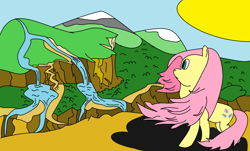 Size: 1485x895 | Tagged: safe, artist:amateur-draw, fluttershy, pegasus, pony, 1000 hours in ms paint, ms paint, scenery, solo