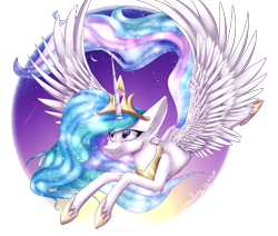 Size: 3512x2985 | Tagged: safe, artist:lumip0ny, princess celestia, alicorn, pony, chest fluff, female, flying, mare, simple background, solo, stars, sun, transparent background, twilight (astronomy)