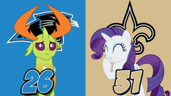 Size: 1920x1080 | Tagged: safe, artist:dashiesparkle, artist:sketchmcreations, rarity, thorax, changedling, changeling, pony, unicorn, american football, carolina panthers, king thorax, new orleans saints, nfc wildcard round, nfl, nfl playoffs, nfl wildcard round, obligatory pony, sports, vector