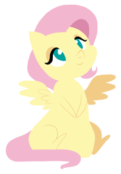 Size: 2364x3398 | Tagged: safe, artist:sk-ree, fluttershy, pegasus, pony, chibi, missing cutie mark, simple background, sitting, solo, spread wings, transparent background