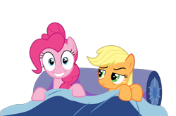 Size: 6043x4000 | Tagged: safe, artist:mit-boy, applejack, pinkie pie, earth pony, pony, do princesses dream of magic sheep, absurd resolution, bed, simple background, transparent background, vector