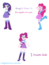 Size: 1008x1326 | Tagged: safe, artist:prettycelestia, pinkie pie, rarity, equestria girls, balloon, boots, bracelet, clothes, fusion, gem fusion, high heel boots, jewelry, multiple arms, skirt, steven universe