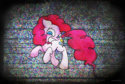 Size: 1214x823 | Tagged: safe, artist:pandan009, pinkie pie, earth pony, pony, female, insanity, mare, pink coat, solo